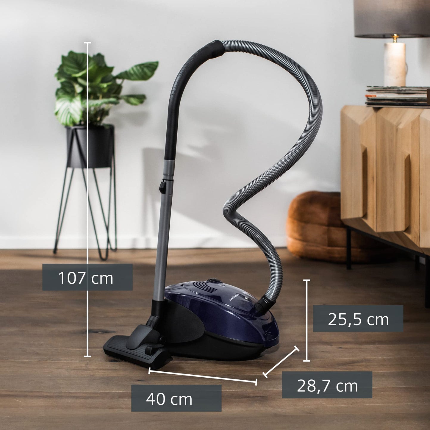 Aspiradora con Bolsa 600W – Potente y Compacta, con Cepillo Multifunción
